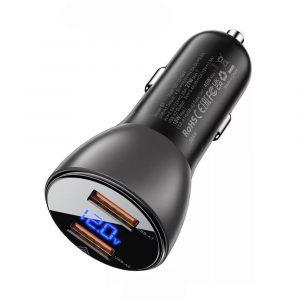 Автомобільний зарядний пристрій Acefast B7 Metal Dual USB with digital display 45W 32418