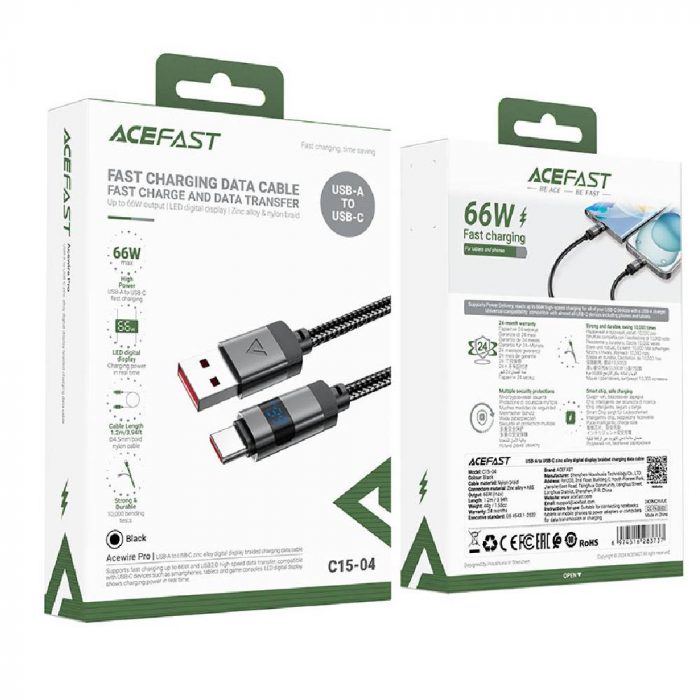 Кабель Acefast C15-04 Digital Display Braided USB to USB-C 33091
