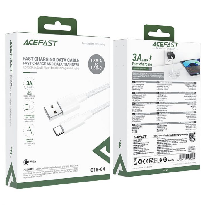 Кабель Acefast C18-04 USB to USB-C Braid Series 34021