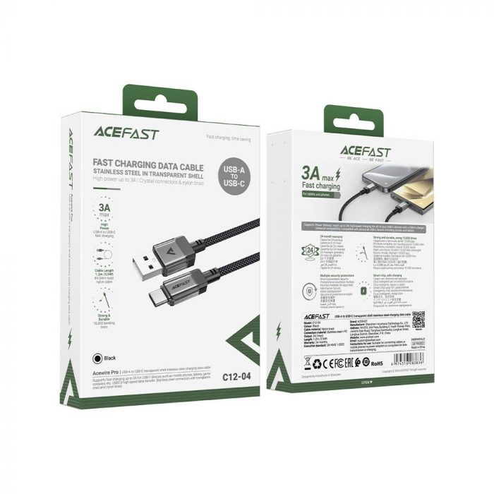 Кабель Acefast C12-04 Shell Stainless Steel USB to USB-C 37423